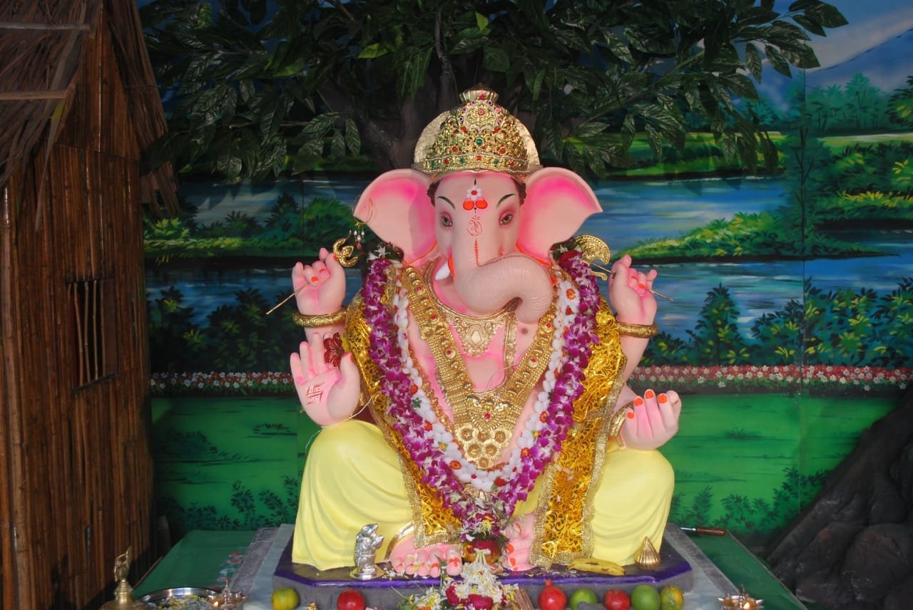 Eco-friendly decoration at Liberty Garden Ganeshotsav
